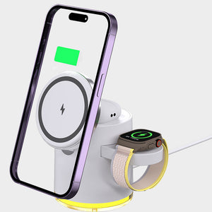 CLINGOMATIC Charging Station 3 In 1 Wireless Charger Stand With Halo Light Vista Shops