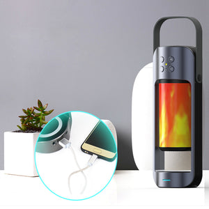 Dancing LED Flame Lantern with Bluetooth Speaker and Wireless Phone Charging